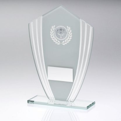 Picture of White~silver Printed Glass Shield Plaque (1in Centre)