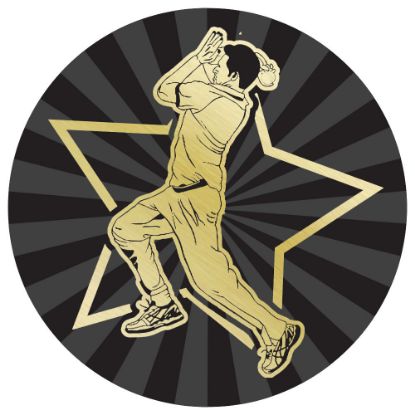Picture of Cricket Bowler Gold~black Printed Centre 25mm