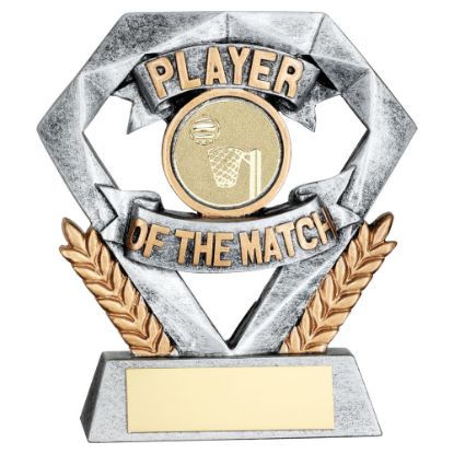 Picture of Pew|gold Player Of The Match Mini Diamond With Netball Insert & Plate - 4in