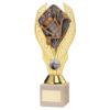 Picture of Gold Plastic Holder + Angling Disc On Cream Marble Trophy (1in Cen) - 9in