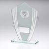 Picture of White|silver Glass Shield Plaque With Football Insert & Plate - 8in