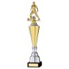 Picture of Gold Plastic Female Football Figure On Gold|silver Trophy (1in Cen) - 17.75in