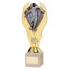 Picture of Gold Plastic Holder+male Football Disc On Cream Marble Trophy (1in Cen) - 7.75in