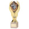 Picture of Gold Plastic Holder + Horse Disc On Cream Marble Trophy (1in Cen) - 7.75in