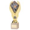 Picture of Gold Plastic Holder + Shooting Disc On Cream Marble Trophy (1in Cen) - 8.25in