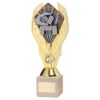 Picture of Gold Plastic Holder + Dominoes Disc On Cream Marble Trophy (1in Cen) - 7.75in