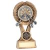Picture of Brz|gold|pew Darts Round Wreath On V Riser With Plate (1in Cen) - 7in