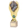 Picture of Gold Plastic Holder + Rugby Disc On Cream Marble Trophy (1in Cen) - 9in