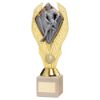 Picture of Gold Plastic Holder + Male Rugby Disc On Cream Marble Trophy (1in Cen) - 9in