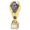 Picture of Gold Plastic Holder+female Rugby Disc On Cream Marble Trophy (1in Cen) - 10in