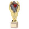 Picture of Gold Plastic Holder + Cricket Disc On Cream Marble Trophy (1in Cen) - 10in