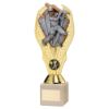 Picture of Gold Plastic Holder+cricket Batsman Disc+cream Marble Trophy (1in Cen) - 11in