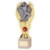 Picture of Gold Plastic Holder+cricket Bowler Disc & Cream Marble Trophy (1in Cen) - 7.75in