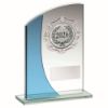 Picture of Jade|blue Glass Plaque With Silver Trim Trophy - (1in Centre) 6in