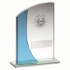 Picture of Jade|blue Glass Plaque With Silver Trim Trophy - (1in Centre) 6in