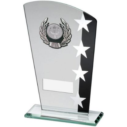 Picture of Jade|blk|silv Glass Plaque With Silv|blk Trim Trophy (1in Centre) - 8in
