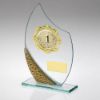 Picture of Jade|silv|gold Glass Plaque With Gold Trim Trophy - (1in Centre) - 6.5in