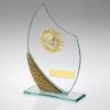 Picture of Jade|silv|gold Glass Plaque With Gold Trim Trophy - (1in Centre) - 6.5in