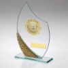 Picture of Jade|silv|gold Glass Plaque With Gold Trim Trophy - (1in Centre) - 6.5in