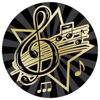 Picture of Music Gold~black Printed Centre 25mm