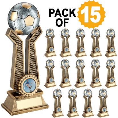 Picture of Pack Of 15 Brz~pew~gold Tall Football Trophy With Plates (1in Cen)