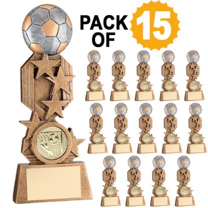 Picture of Pack Of 15 Brz~pew~gold Flatback Football Trophy With Plates (1in Cen)